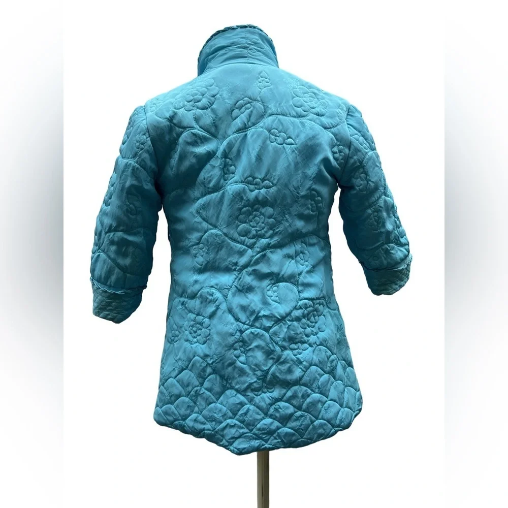 Vintage Peony Brand Blue Quilted Jacket Size 10 (Small)